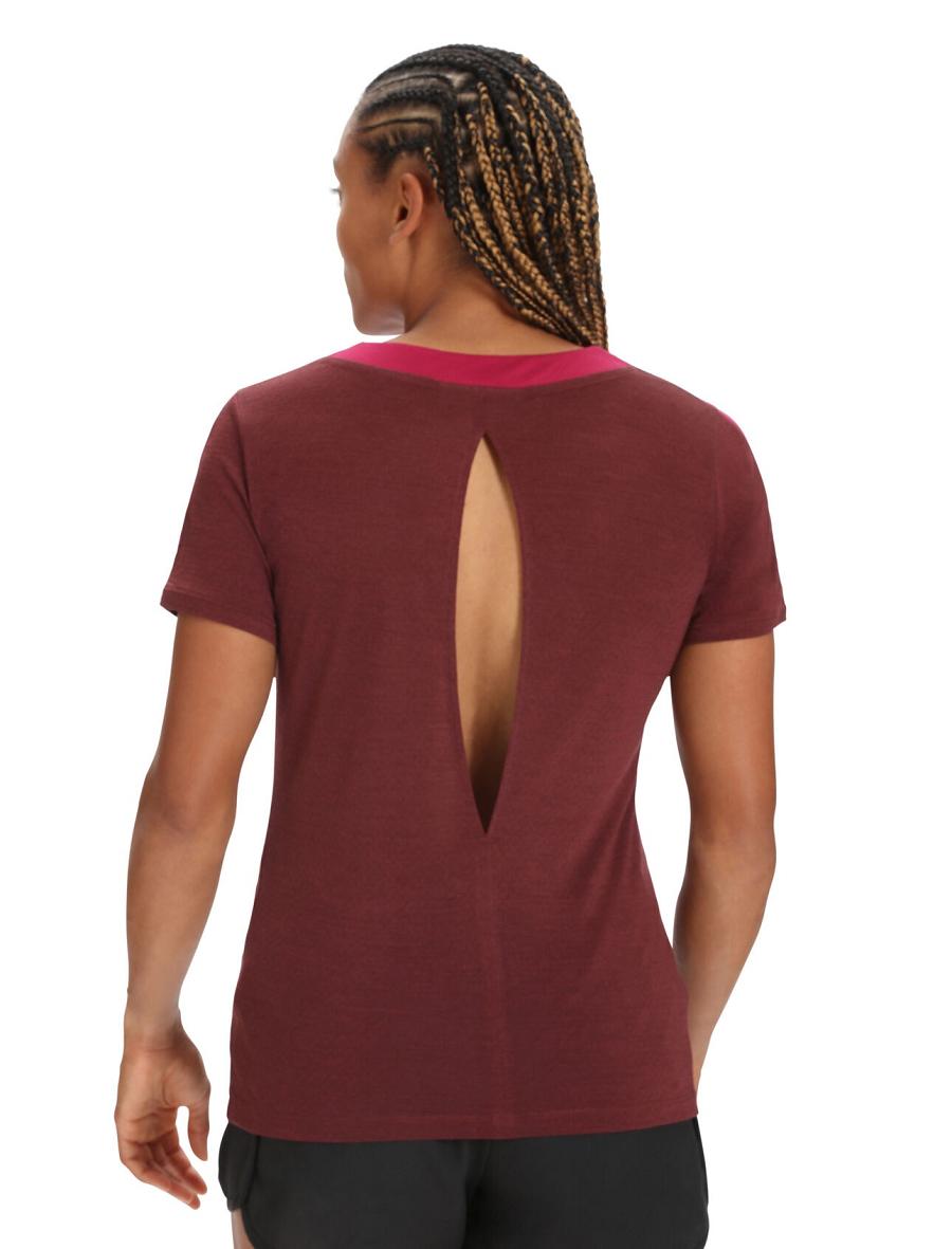 Cherry / Espresso Icebreaker ZoneKnit™ Merino Short Sleeve Slit Back Women's T Shirts | AU 1602MQZA